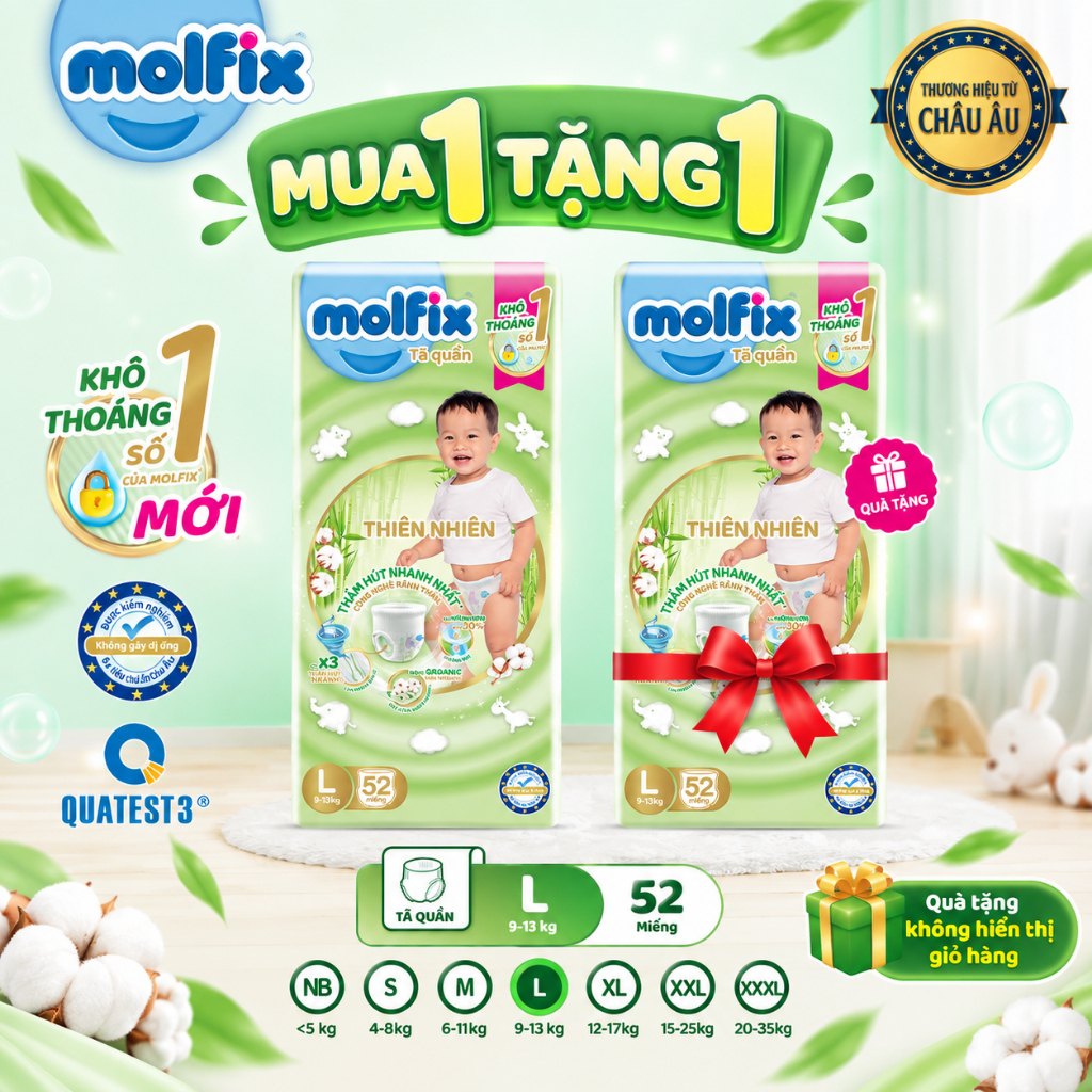 [MUA 1 TẶNG 1_K hiển thị giỏ hàng] [KOL] Tã/bỉm quần Thiên nhiên Super Jumbo Với Bông Organic & Sợi Tre Tự Nhiên Thấm Hú