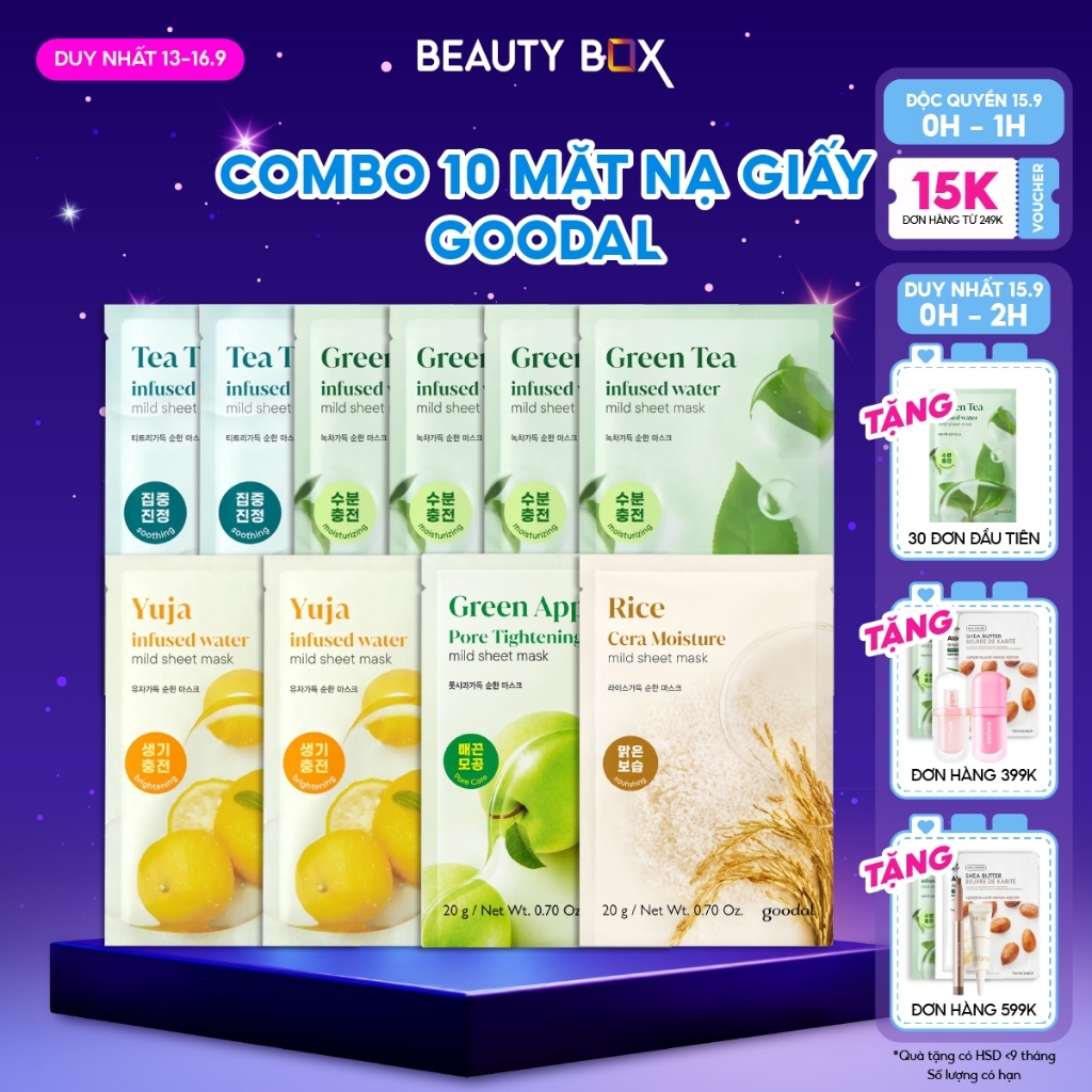 [Săn Sale] [Set 10 miếng/20 miếng/30 miếng] Mặt Nạ Giấy Goodal Infused Water Mild Sheet Mask 20g (nhiều loại)