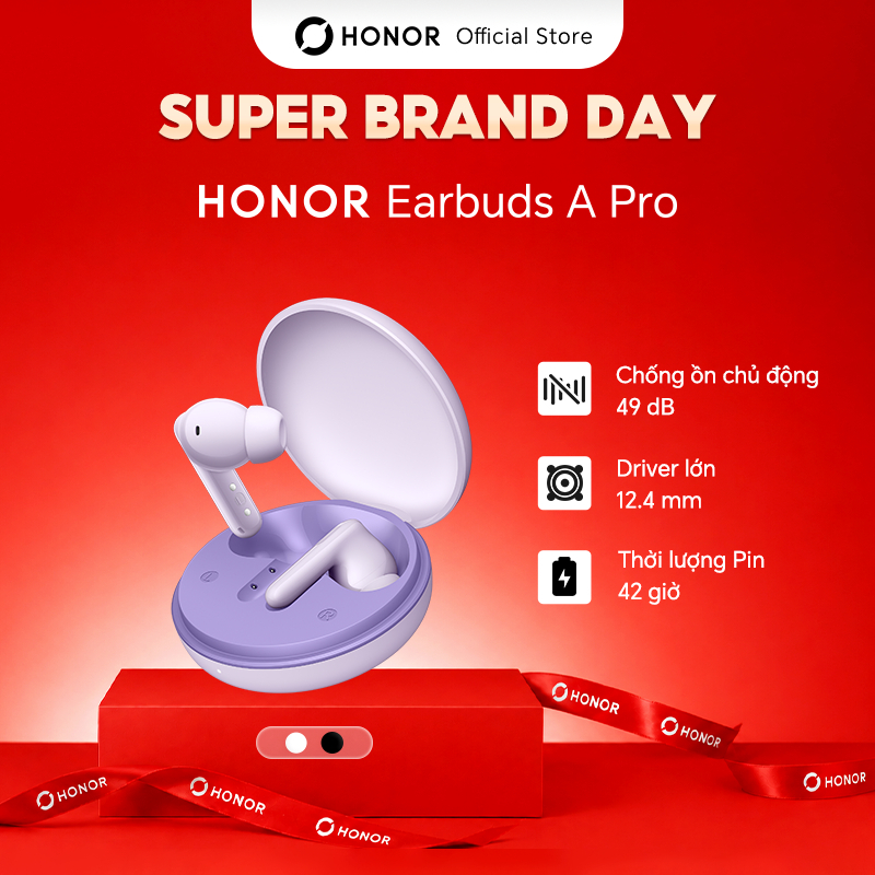 Tai Nghe Honor Earbuds A Pro | Khử Tiếng Ồn Chủ Động | Thời Lượng Pin Lên Đến 42H | Bluetooth 5.3 | Bảo Hành 12 Tháng