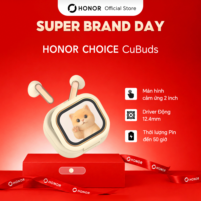 Tai Nghe Honor Choice CuBuds | Màn hình cảm ứng 2 Inch l Báo Thức | Pin 50 Giờ | Bluetooth 6.0 | BH Chính Hãng 12 tháng