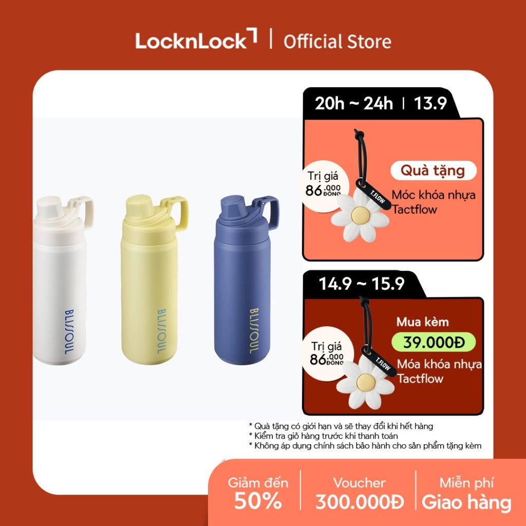 Bình giữ nhiệt LocknLock Blissoul Ultra- Light Active Tumbler LHC4458 thép không gỉ 316 dung tích 700ml