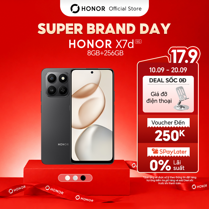 Điện Thoại HONOR X7d 5G 8GB+ 256GB | Pin 6500mAh | 6.77 inch | Snapdragon 6s Gen 3 | BH 18 Tháng