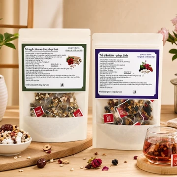 Combo Trà Thảo Mộc Jing Yu Tang 2 Vị - Trà Ngũ Chi Mao Đào Phục Linh + Trà Dâu Tằm Phục Linh | 10 Túi/Hộp
