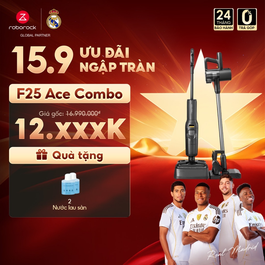 Roborock F25 Ace combo máy hút bụi lau nhà cầm tay không dây | Lực hút 20000pa | Bảo hành 24 tháng