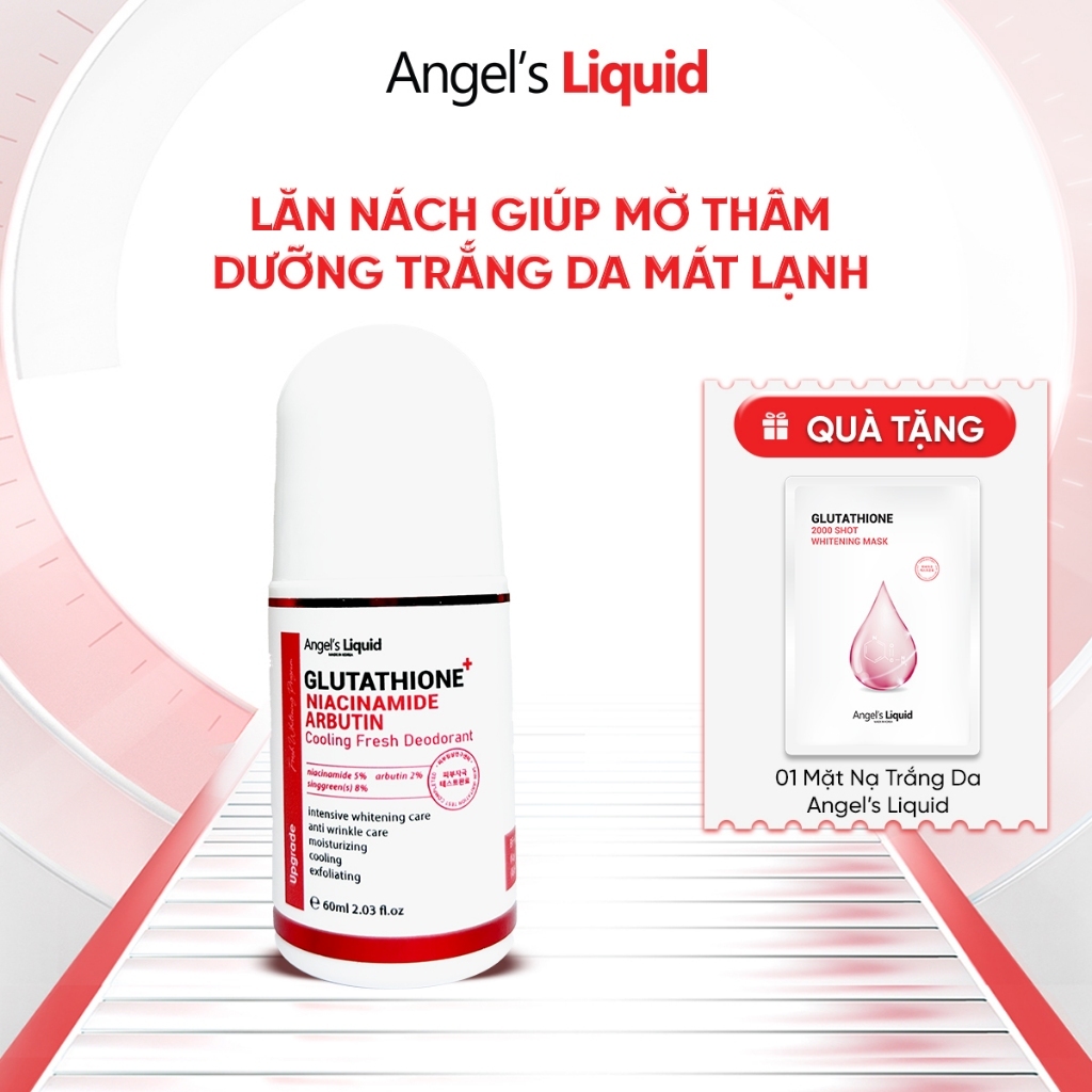 Lăn Nách Khử Thâm, Dưỡng Trắng Mát Lạnh Angel's Liquid Glutathione+Niacinamide Arbutin Cooling Fresh Deodorant 60ml