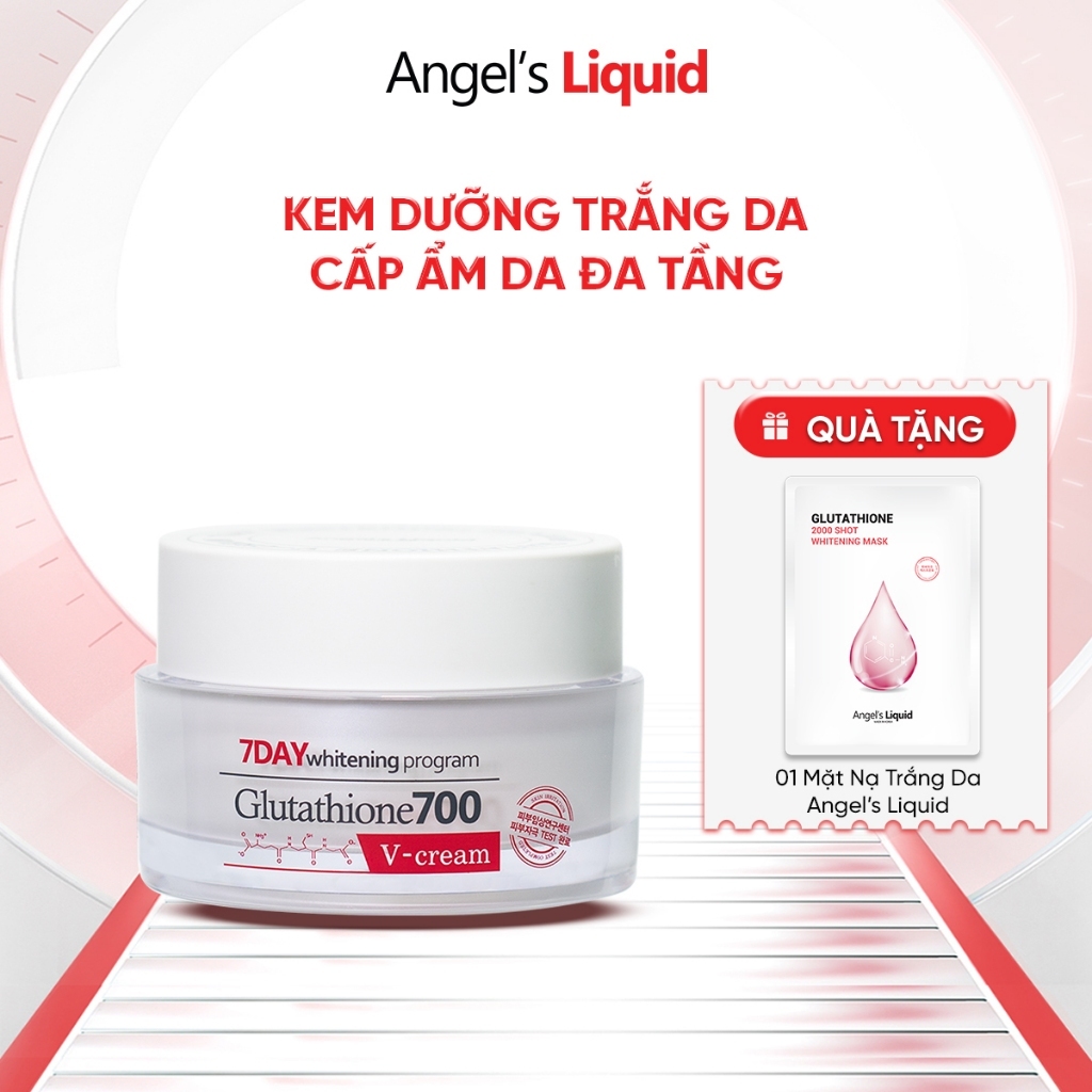 Kem Dưỡng Trắng Da Cấp Ẩm Đa Tầng Angel's Liquid 7 Day Whitening Program Glutathione 700 V-Cream 50ml