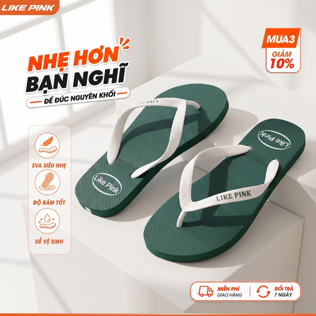 Dép Tông Nam Xỏ Ngón LikePink | Màu Sắc Trẻ trung Năng Động. Quai Trắng Nổi Bật. Mã LP08