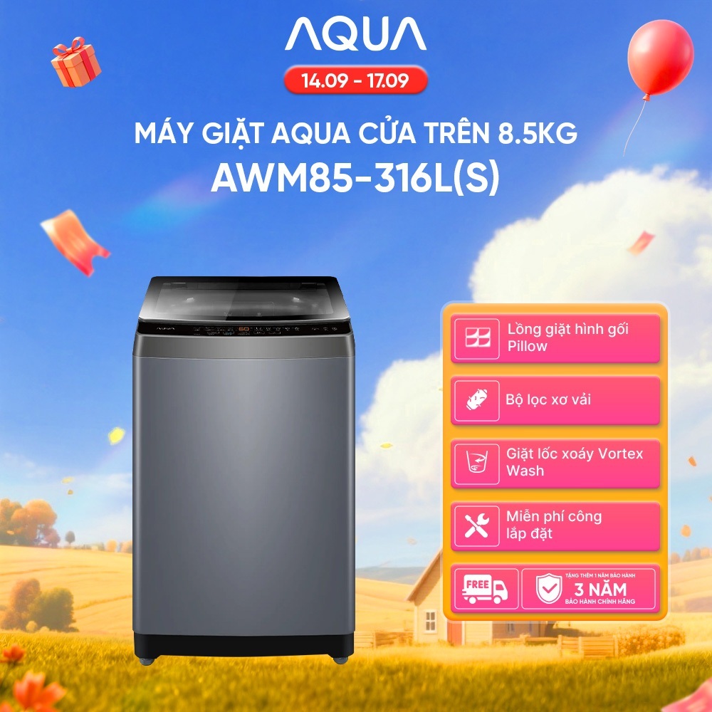 [DEAL XỊN THÁNG 9] Máy giặt cửa trên 8.5kg AWM85-316L(S) - Bảo hành 2 năm - Freeship toàn quốc