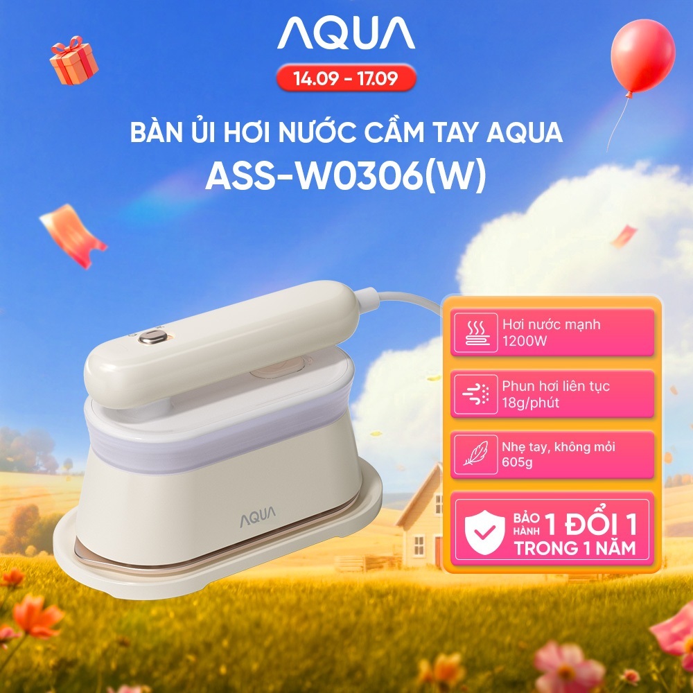 [SẢN PHẨM MỚI] Bàn ủi hơi nước cầm tay AQUA ASS-W0306(W)  - Bảo hành 1 đổi 1 trong 1 năm