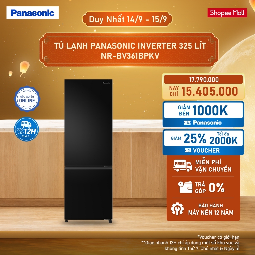 Tủ lạnh Panasonic Inverter 325L NR-BV361BPKV Ngăn Đông Mềm Ngăn Đá Dưới