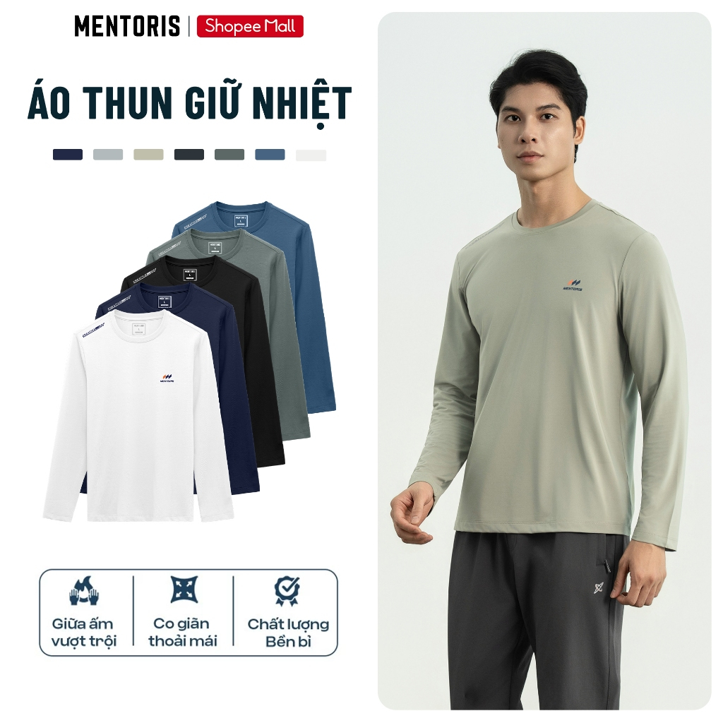Áo Thun Dài Tay Nam MENTORIS Vải Thông Hơi,Co Giãn 4 Chiều,Form Thể Thao,Giữ Ấm, Mềm Mại MCTD26W001