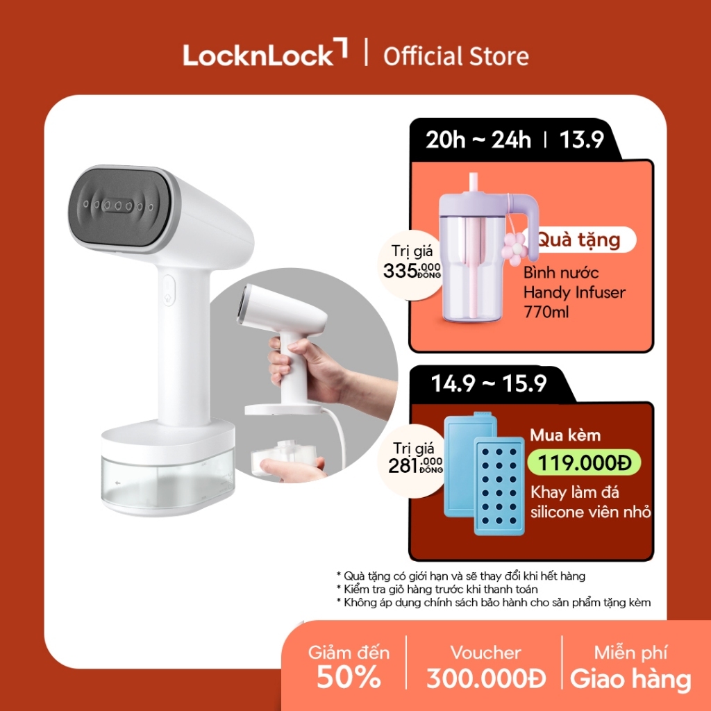 Bàn là hơi nước cầm tay Lock&Lock Handy Steamer màu trắng - ENI223WHT