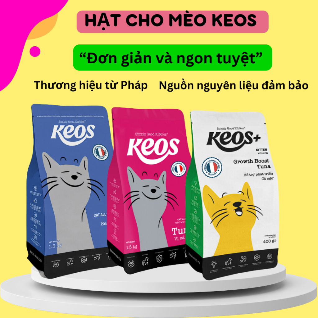 Hạt thức ăn mèo KEOS từ Pháp Gói 1,5KG