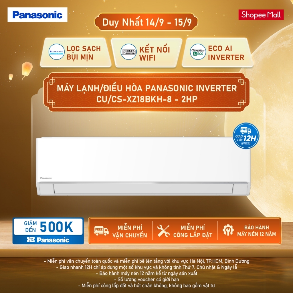 [Chỉ giao miền Bắc] Điều hòa Panasonic Inverter CU/CS-XZ18BKH-8 - 2HP - Hai chiều | BigBuy360 - bigbuy360.vn