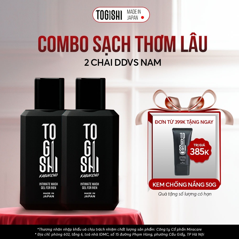 [DEAL MỞ BÁN] COMBO 2 CHAI Dung dịch vệ sinh nam TOGISHI cao cấp - Hương nước hoa thơm lâu, làm sạch, giảm ngứa 100ml