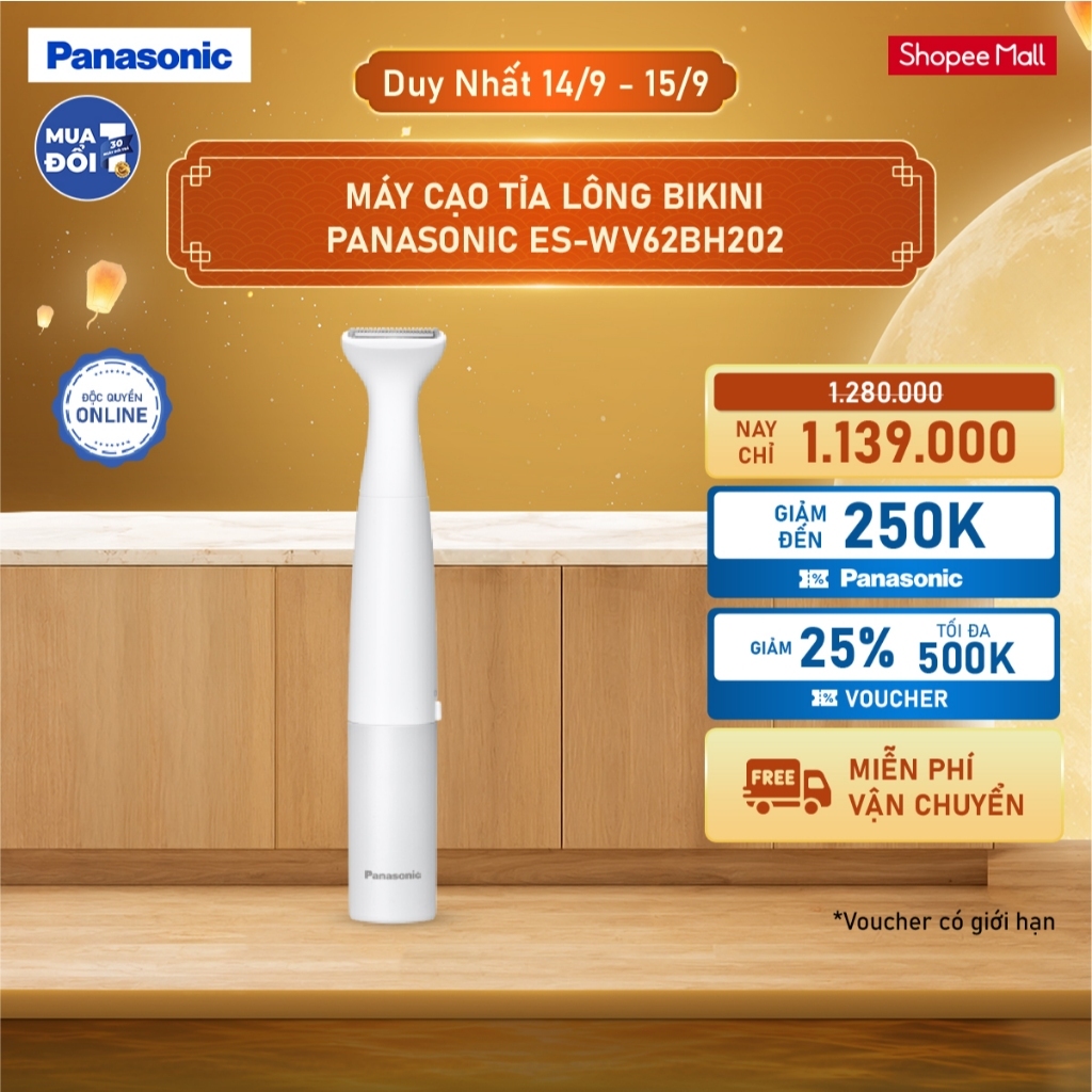 Máy cạo tỉa lông bikini Panasonic ES-WV62BH202 - Cạo nhanh, êm ái, an toàn cho da
