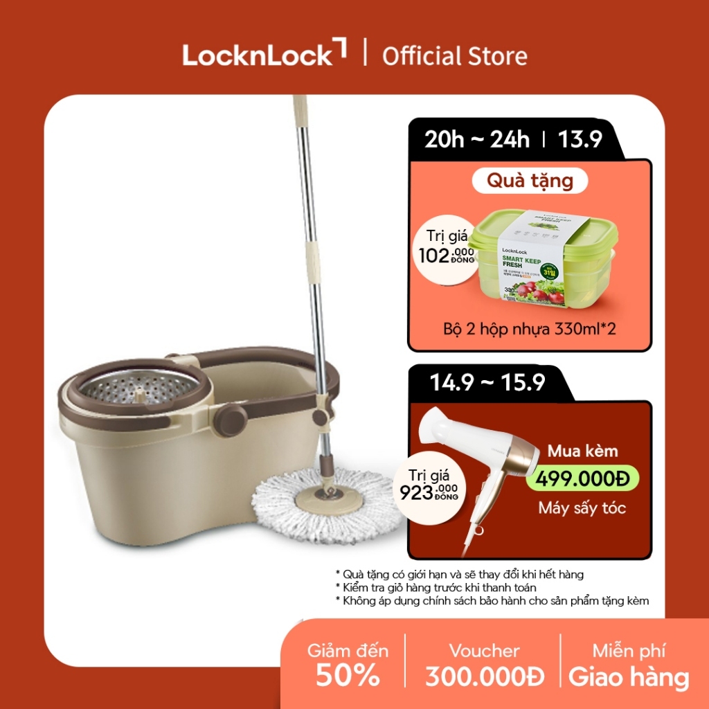 Bộ cây lau nhà xoay tay Compact Spin Mop Lock&Lock - ETM466
