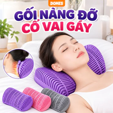 Gối Công Thái Học Nâng Đỡ Cổ Vai Gáy, Gối Kê Cổ Ngủ Êm Ái Thoáng Khí Thiết Kế Ôm Cổ