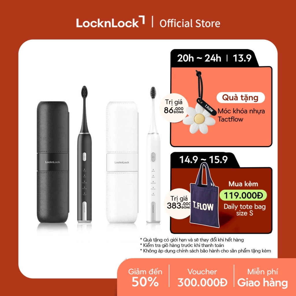 Bàn chải đánh răng điện LocknLock Electric toothbrush ENR386 5 chế độ linh hoạt kèm hộp đựng bàn chải - 2 Màu