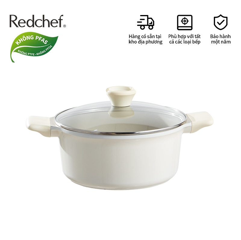 Redchef Chống Dính Gốm Đá Nồi Canh Đúc Có Nắp 20cm/24cm Không PFAS & PTFE & PFOA Thích Hợp Cho Mọi Bếp