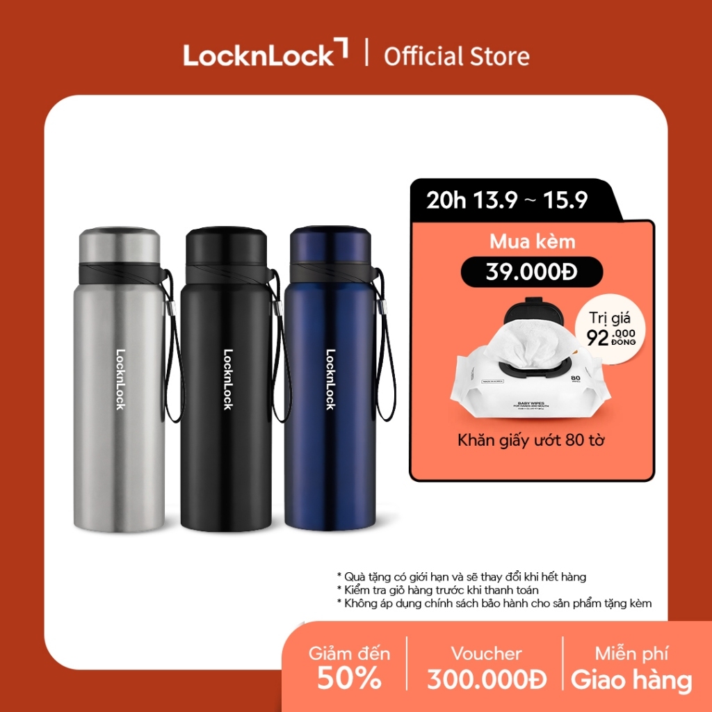 Bình Giữ Nhiệt Thép Không Gỉ có dây treo Lock&Lock Vacuum Bottle (800ml) LHC6180