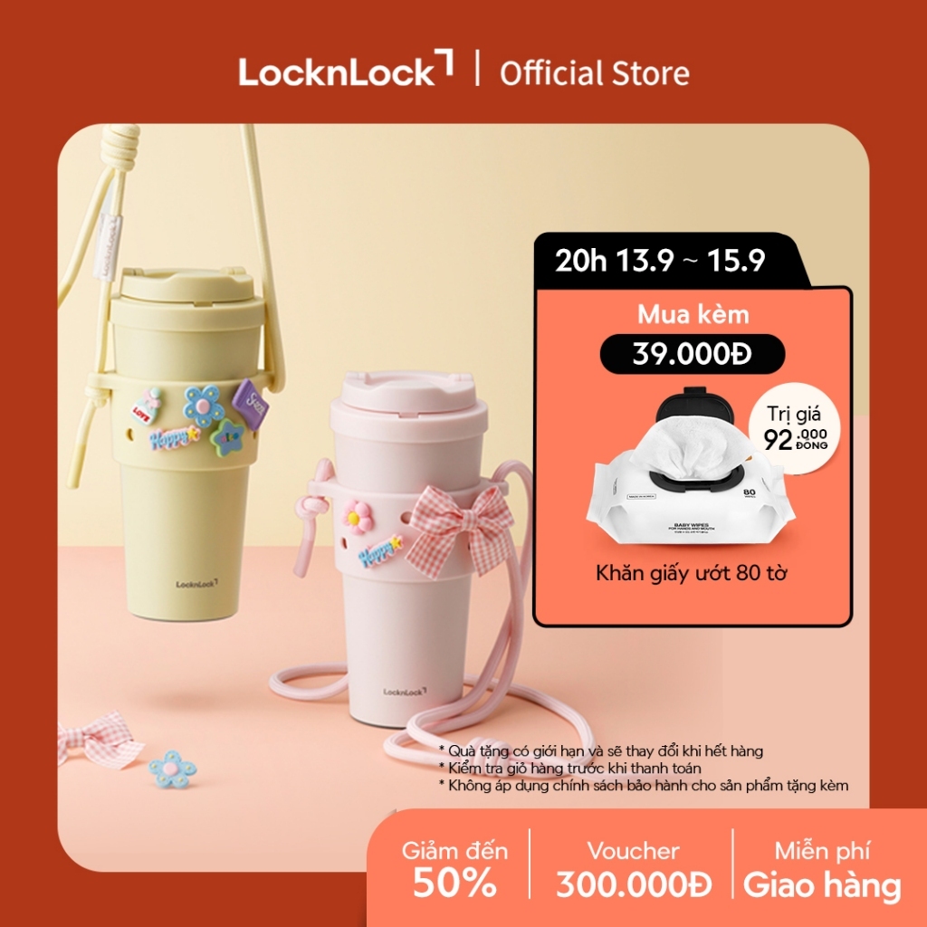 Combo Ly giữ nhiệt & Quai đeo silicone LocknLock HNT0000001 Energetic Tumbler x TLL076 Silicone Sleeve set