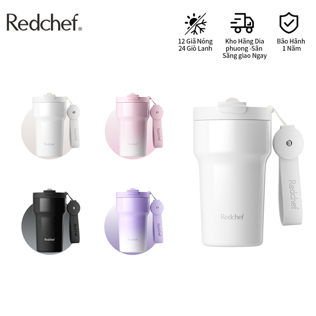 Redchef Cốc Cà Phê 500ml Lót Gốm Kèm Ống Hút Bình Giữ Nhiệt Nóng Và Lạnh