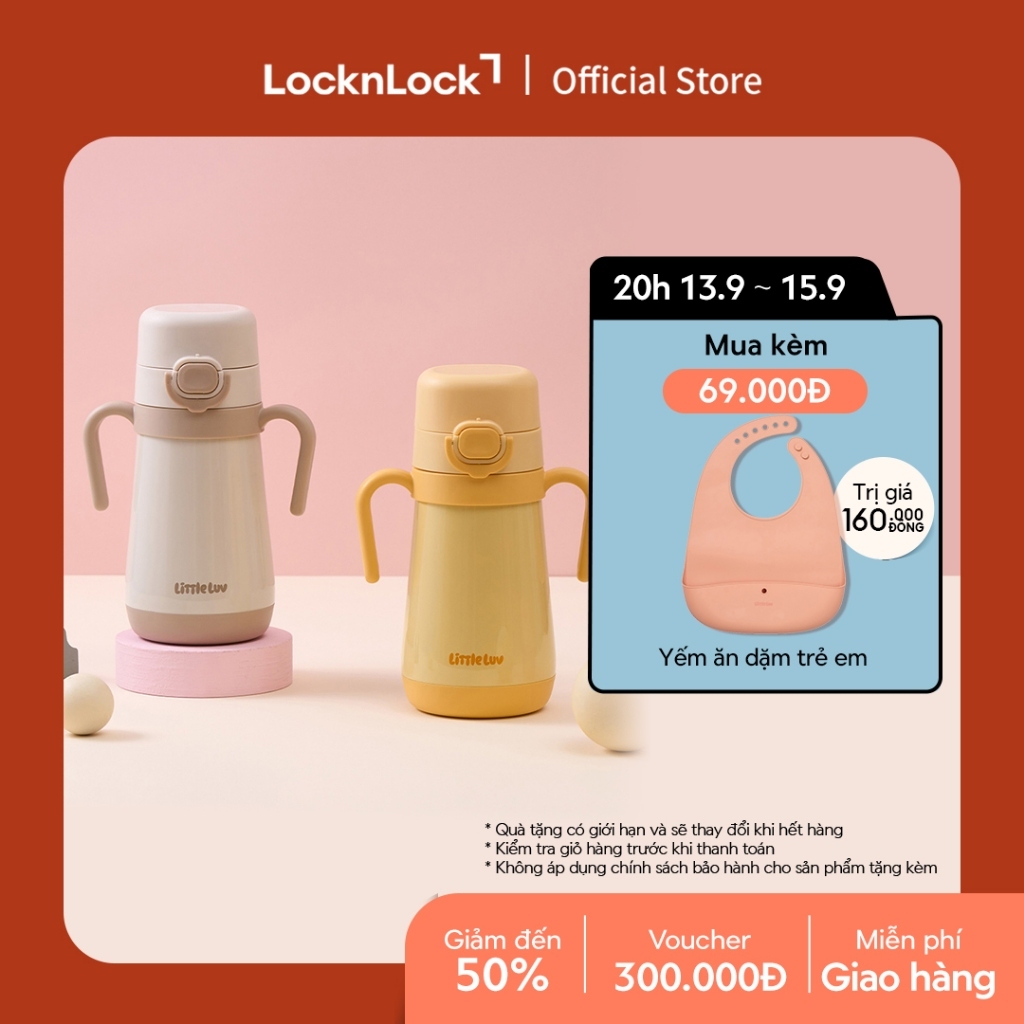 Bình nhựa, Bình giữ nhiệt LocknLock Little luv one touch kèm ống hút HAP916 dung tích 400ml  / LHC916 dung tích 300ml