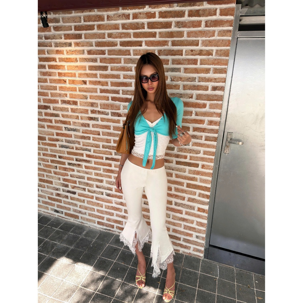 [CÓ TÁCH LẺ] Áo khoác croptop buộc nơ tay lửng phối áo hai dây ren ôm body CHERU - 𝐊𝐈𝐋𝐋 𝐒𝐘𝐒𝐓𝐄𝐌 | BigBuy360 - bigbuy360.vn