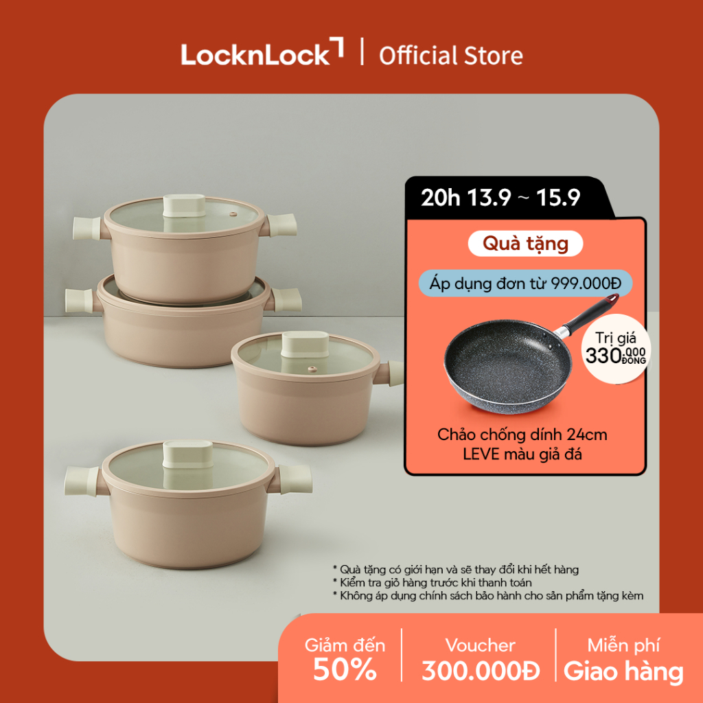 Nồi nhôm chống dính Suit Lock&Lock (Có thể sử dụng bếp từ) - Màu hồng - CSU1