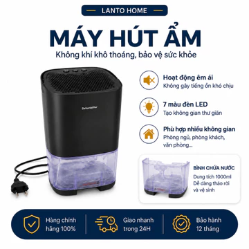 Máy Hút Ẩm Mini Gia Đình Cho Phòng Ngủ Chống Ẩm Mốc Tự Ngắt Khi Đầy Nước