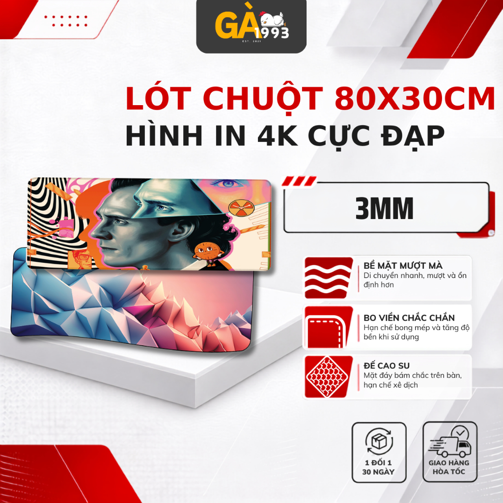 Lót chuột máy tính phiên bản in 4k cực nét, Tấm lót chuột có thể giặt được đế chống trượt cho công việc, chơi game