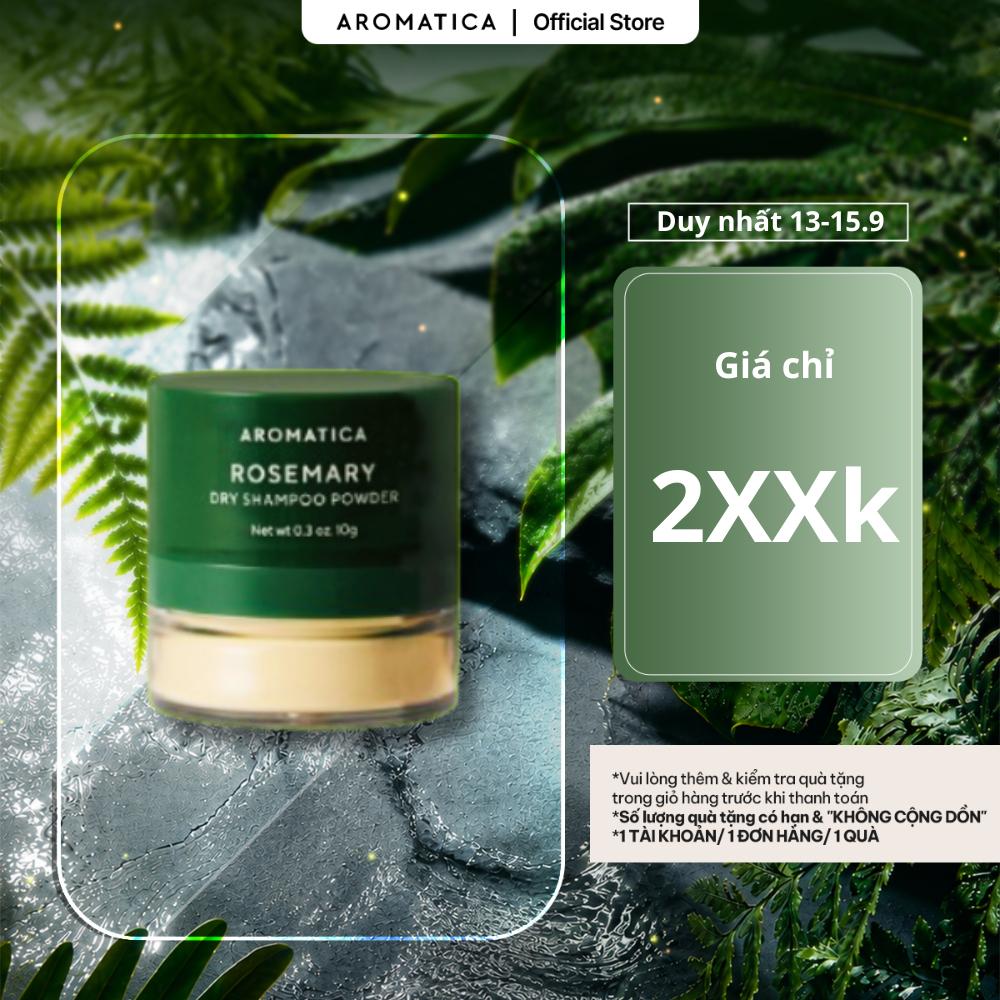 Phấn Gội Khô Hương Thảo AROMATICA Rosemary Dry Shampoo Powder 10g