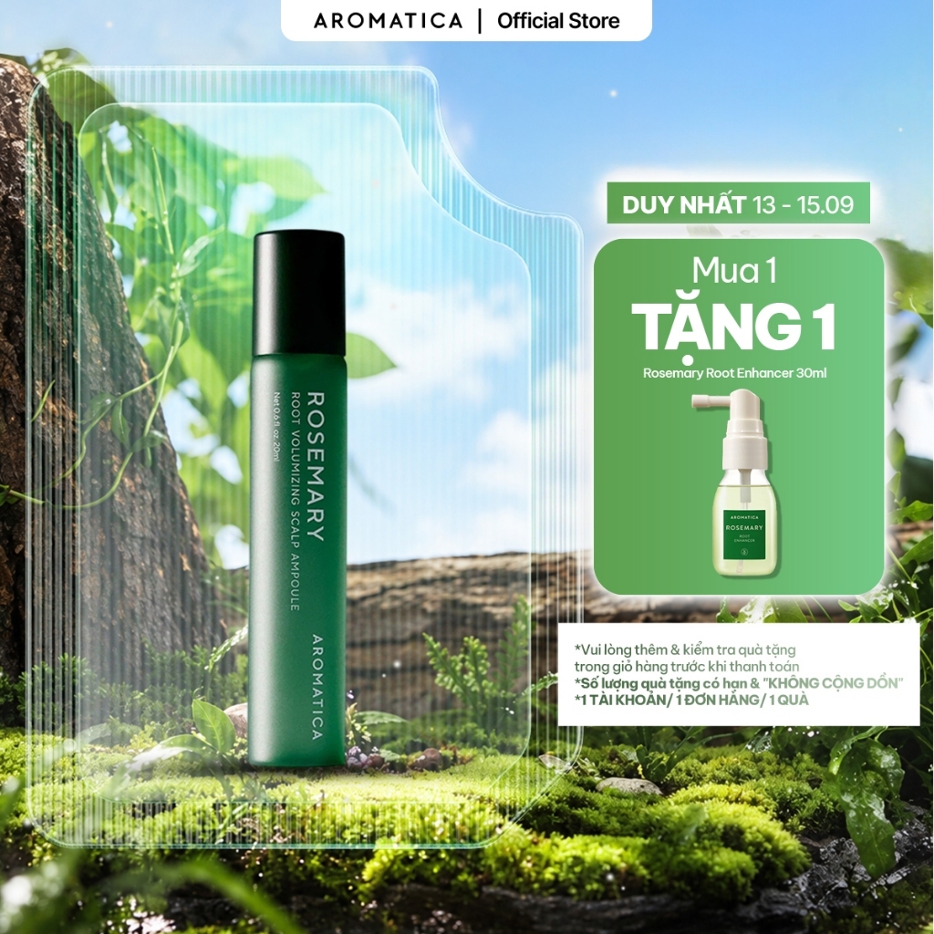 Tinh Chất Dưỡng Da Đầu Giúp Giảm Rụng Tóc AROMATICA Rosemary Root Volumizing Scalp Ampoule 20ml