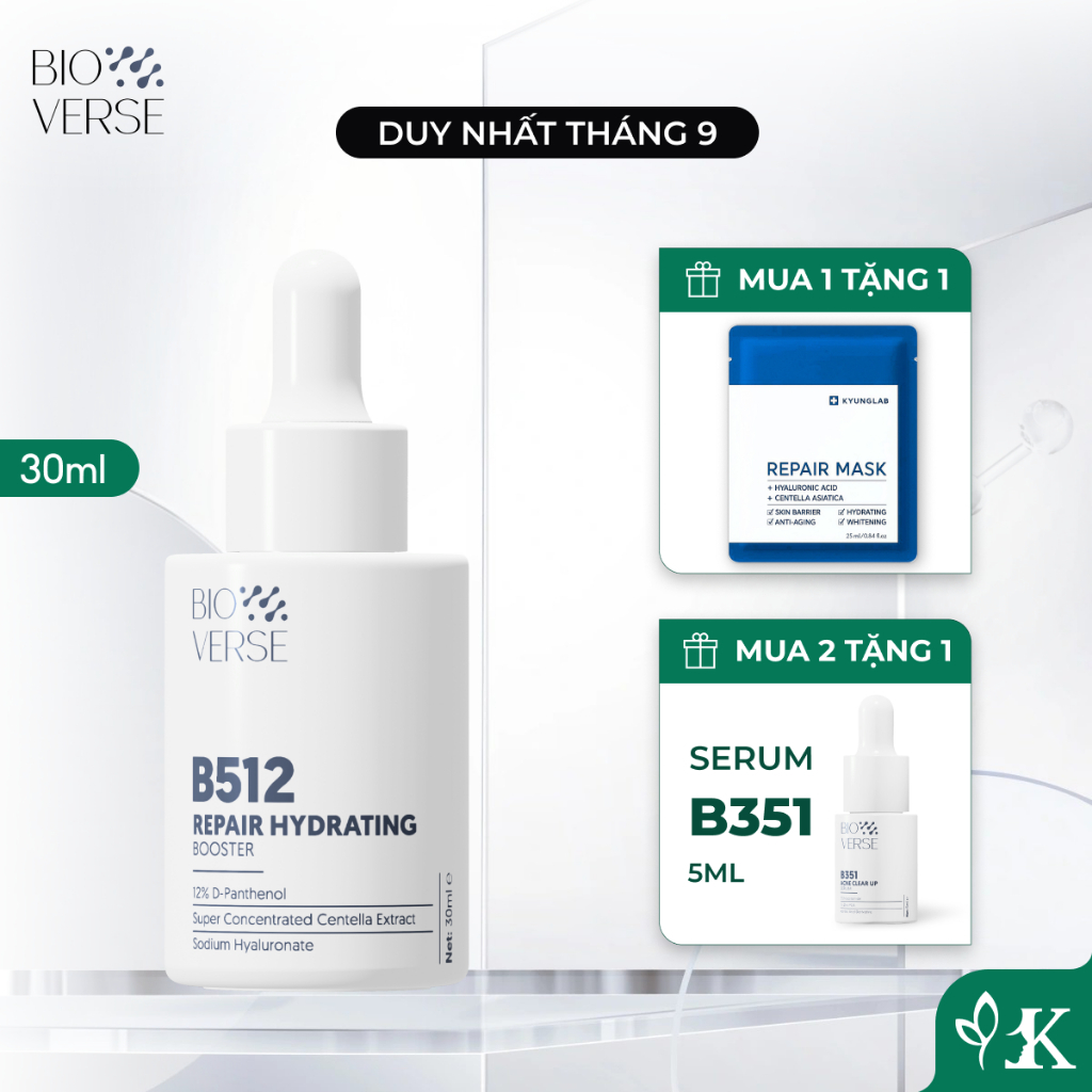 Serum dưỡng ẩm phục hồi Bioverse B512 Repair Hydrating Booster làm dịu cho da căng bóng 30ml | BigBuy360 - bigbuy360.vn