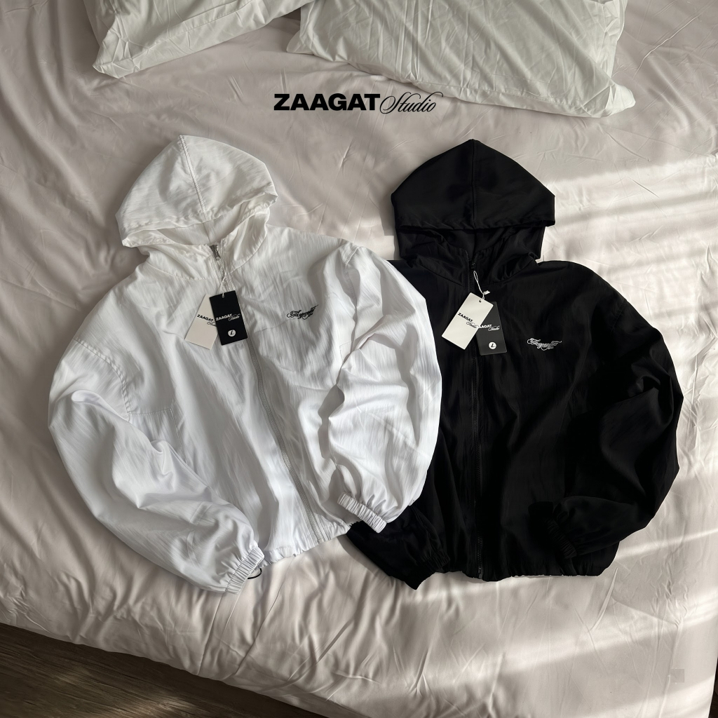 Áo khoác gió có mũ áo khoác gió nam nữ chất liệu gió nhăn form rộng-HOODED WINDBREAKED