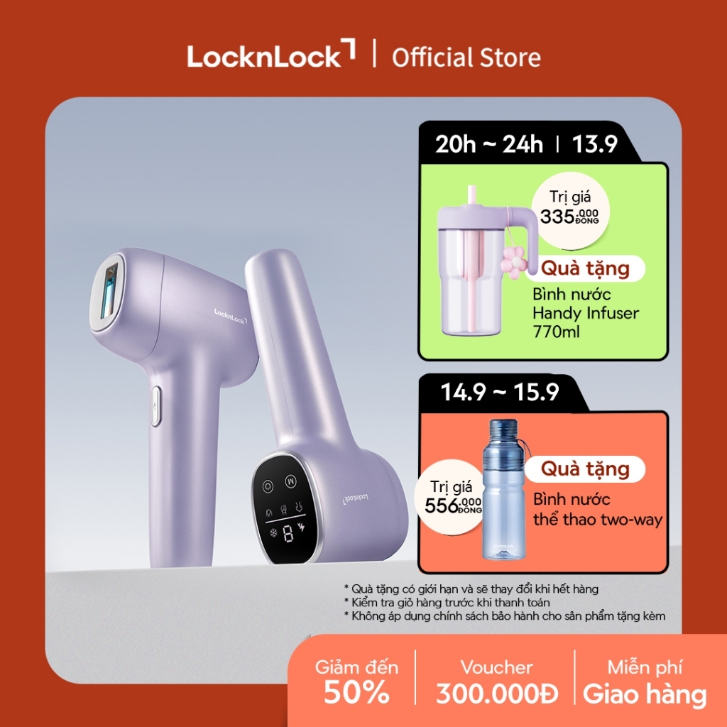 Máy triệt lông LocknLock IPL Laser hair removal device ENC311PUP công nghệ làm lạnh ice cool
