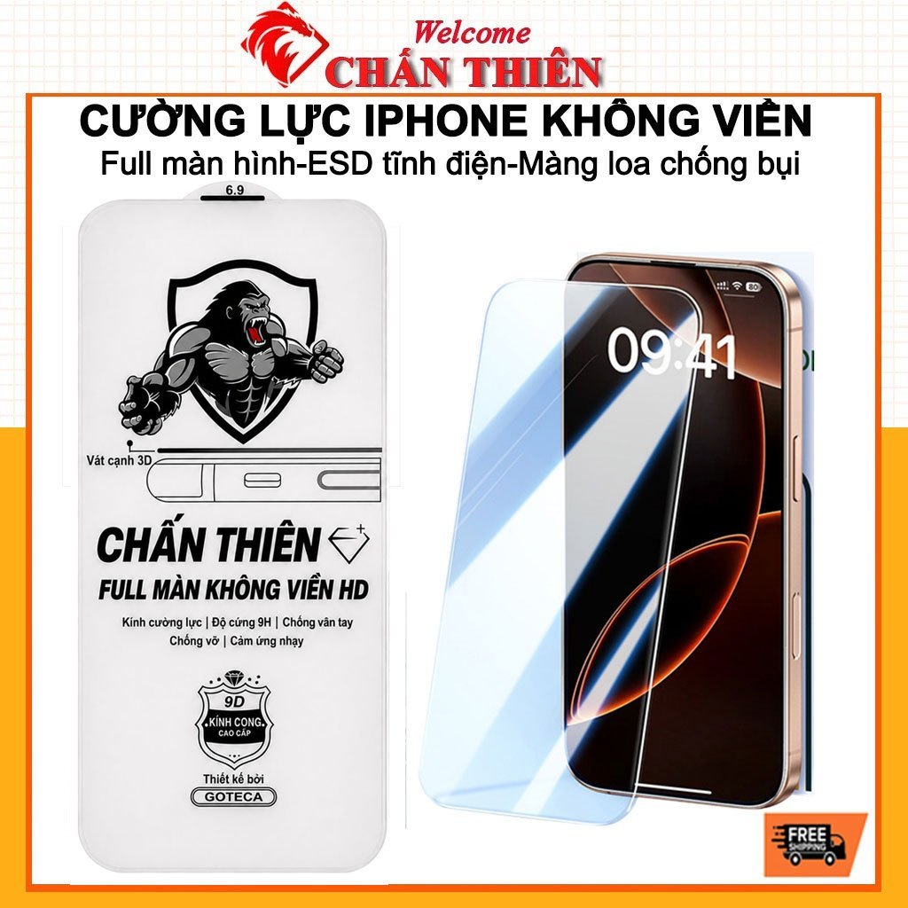 Kính cường lực iphone không viền 16 pro max 17 18 Pro max 15 pro max 13 12 14 promax Xs max xr 11 Full màn [KV]