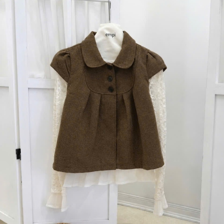 Áo dạ nữ A.893, Áo gile dạ babydoll tay ngắn cổ sen cúc dọc basic phong cách Hàn Quốc dễ thương - Shop Chấm Bi
