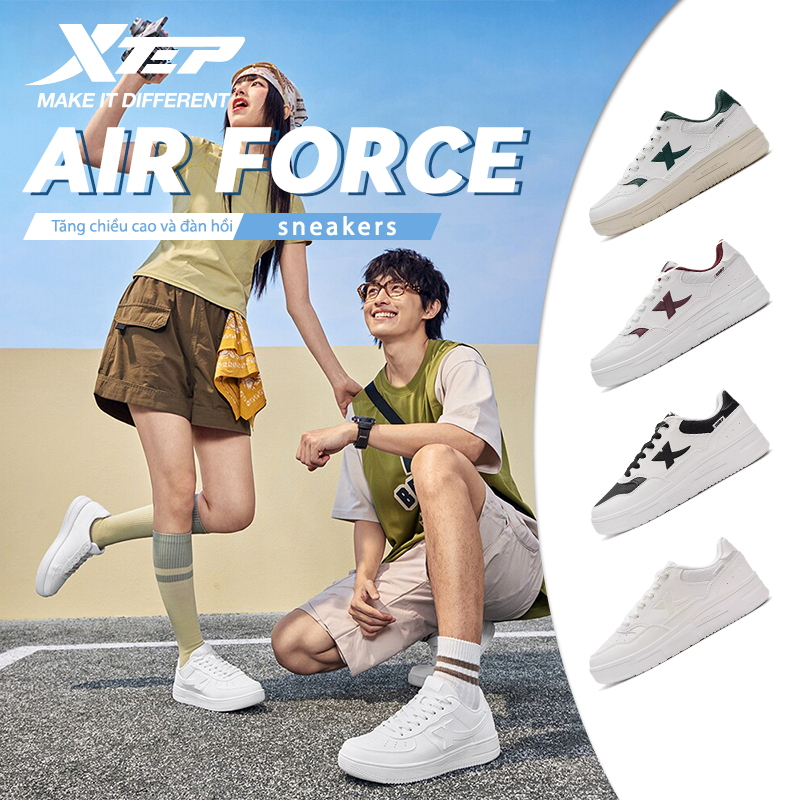 XTEP Sneaker Giày thể thao nam thường ngày, chống trơn trượt và chống mài mòn, đa năng và thoáng khí, đế dày