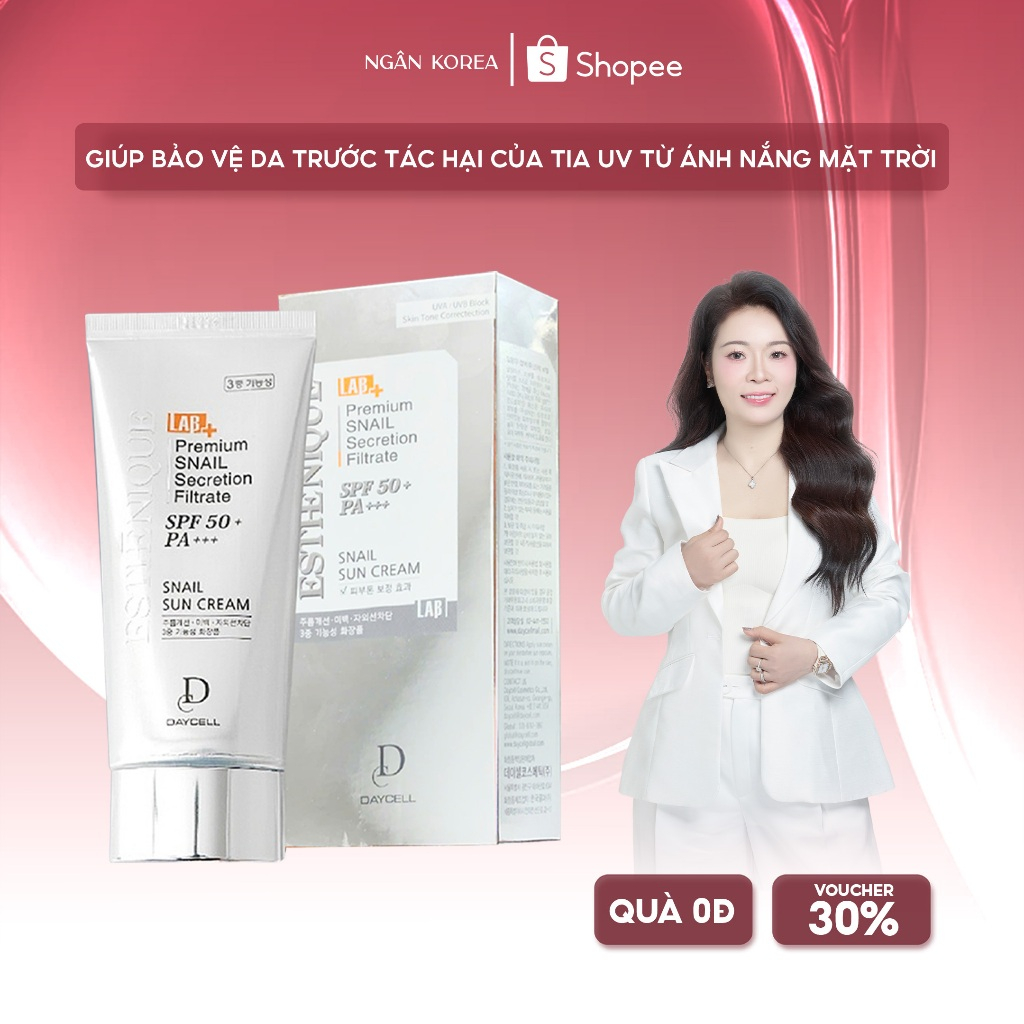 Kem chống nắng ốc sên 6 màng lọc dưỡng trắng cải thiện nếp nhăn 6 màng lọc Daycell SPF 50+ PA+++ 70ml