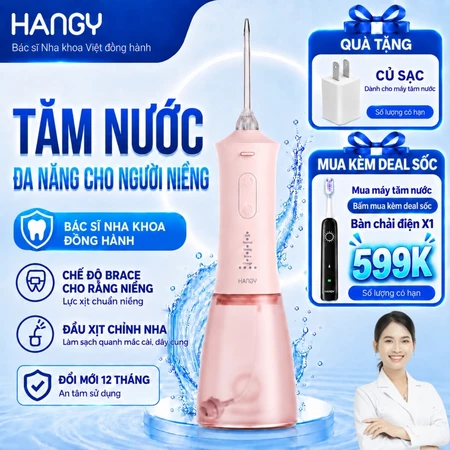 Máy Tăm Nước Cầm Tay Cho Răng Niềng HG23 &HN26 - Pin Trâu, 4 Chế Độ - Đổi mới trong 12 tháng