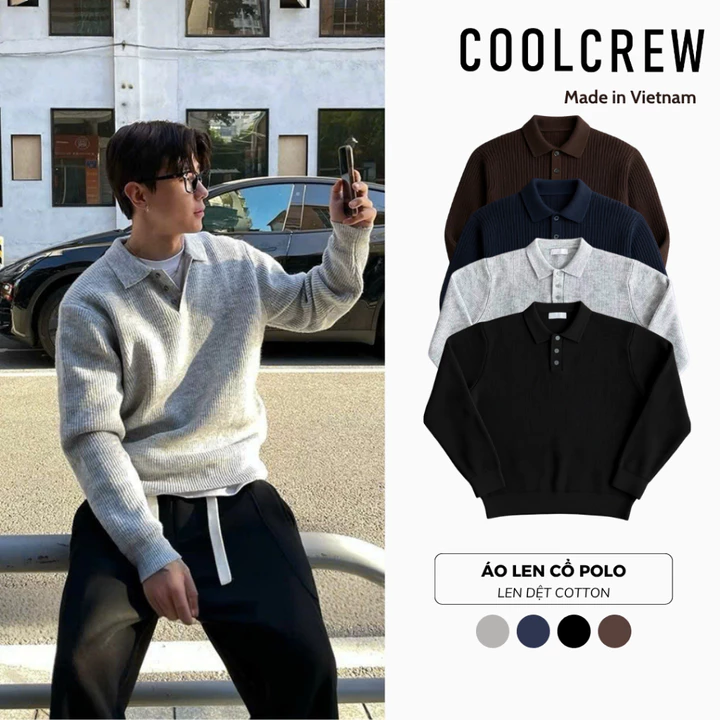 Áo Len dài tay Cổ Polo unisex ALD 01, nam nữ 𝐂𝐎𝐎𝐋𝐂𝐑𝐄𝐖 chất len dệt tổng hợp streetwear ALD055
