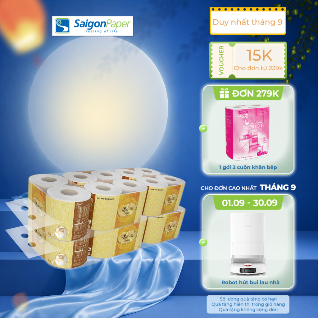 Combo 2 lốc Giấy vệ sinh Bless You Lamour 10 (10 cuộn/ lốc)