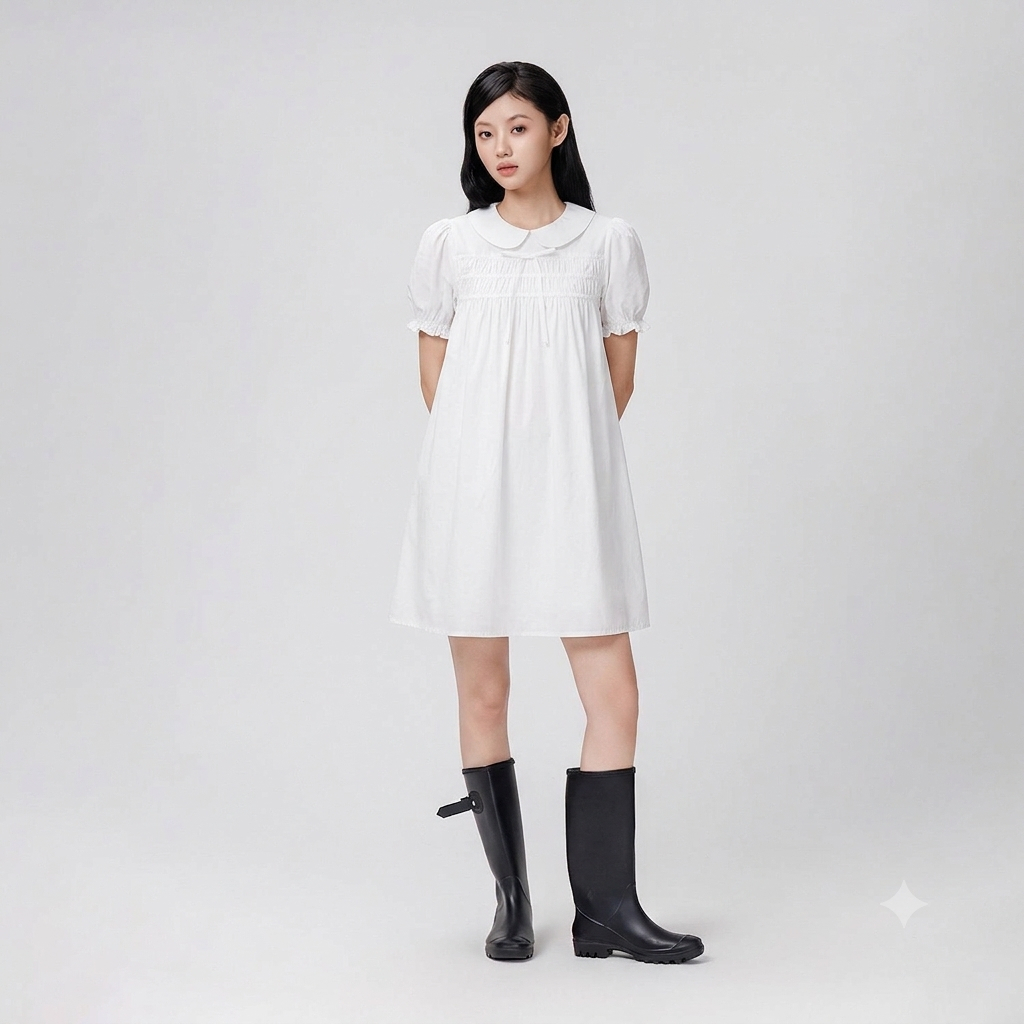 Đầm babydoll THE C.I.U, váy xòe form rộng cổ sen thắt nơ - Hani Dress