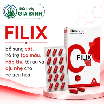 FILIX Hộp 30 Viên - Viên Uống Bổ Sung Sắt & Acid Folic | KenPharma Nhập Khẩu Pháp Chính Hãng