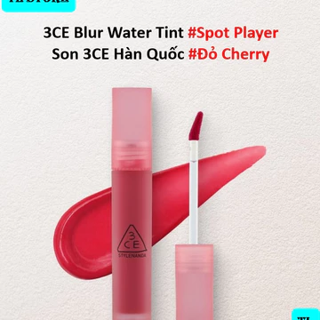 Son Kem Lì 3CE Hàn Quốc Mềm Mịn Môi, Lâu Trôi Màu #Đỏ Cherry - 3CE Blur Water Tint #Spot Player 4.6g