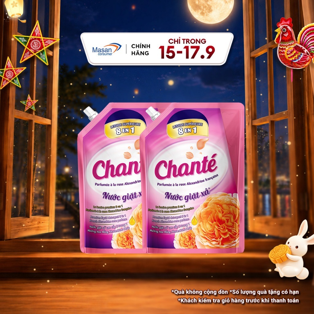 Combo 2 Túi Nước Giặt Xả Chanté Cao Cấp 8 Trong 1