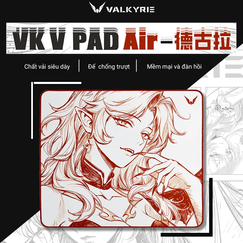 Lót chuột Valkyrie VK V PAD Air cao cấp - Vải dệt cao cấp siêu dày - Đế cao su chống trượt - Công nghệ viền khóa chìm | BigBuy360 - bigbuy360.vn