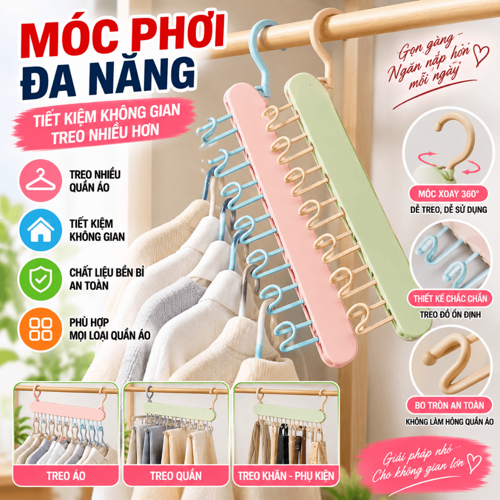 (COMBO 5) Móc Áo DÁN TƯỜNG Treo Đồ Tiện Dụng Loại Nhựa Màu Pastel, MÓC TREO ĐỒ LÓT - MÃ: MOC005